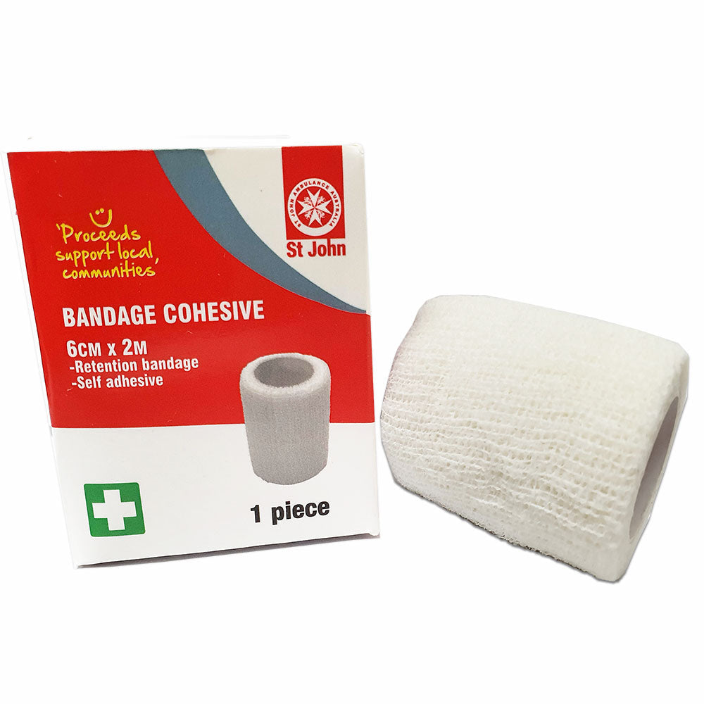 ST JOHN Cohesive Bandage 6cm x 2m Self Adhesive First Aid Support #114101