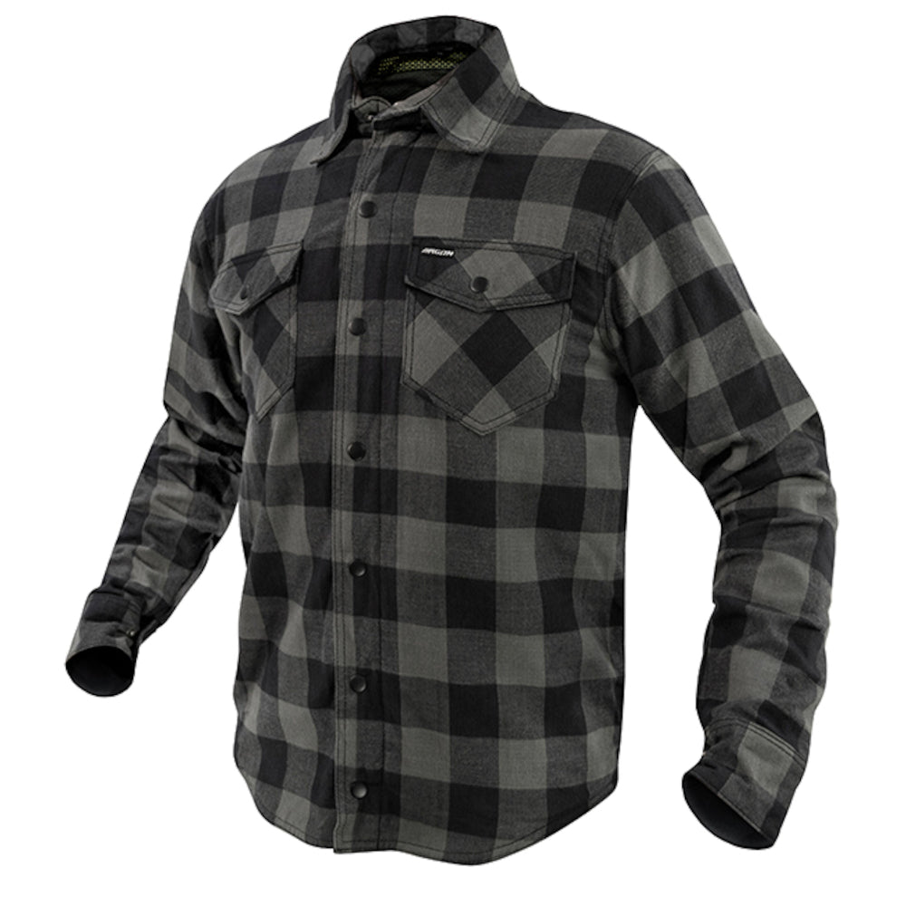 Argon Hatchet Motorcycle Flanno Riding Shirt-Black/Grey-60 (2X-3X) #2117908