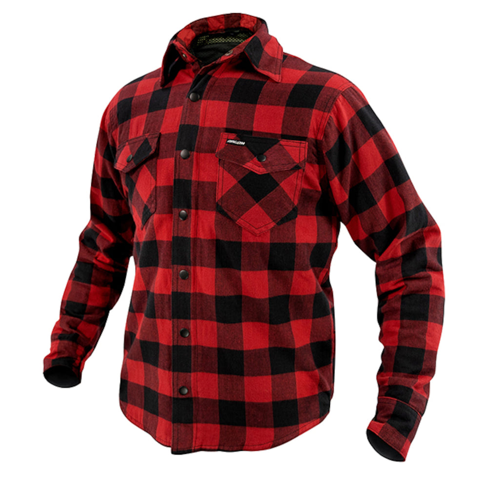 Argon Hatchet Motorcycle Flanno Riding Shirt-Black/Red-50 (M-L) #2117915