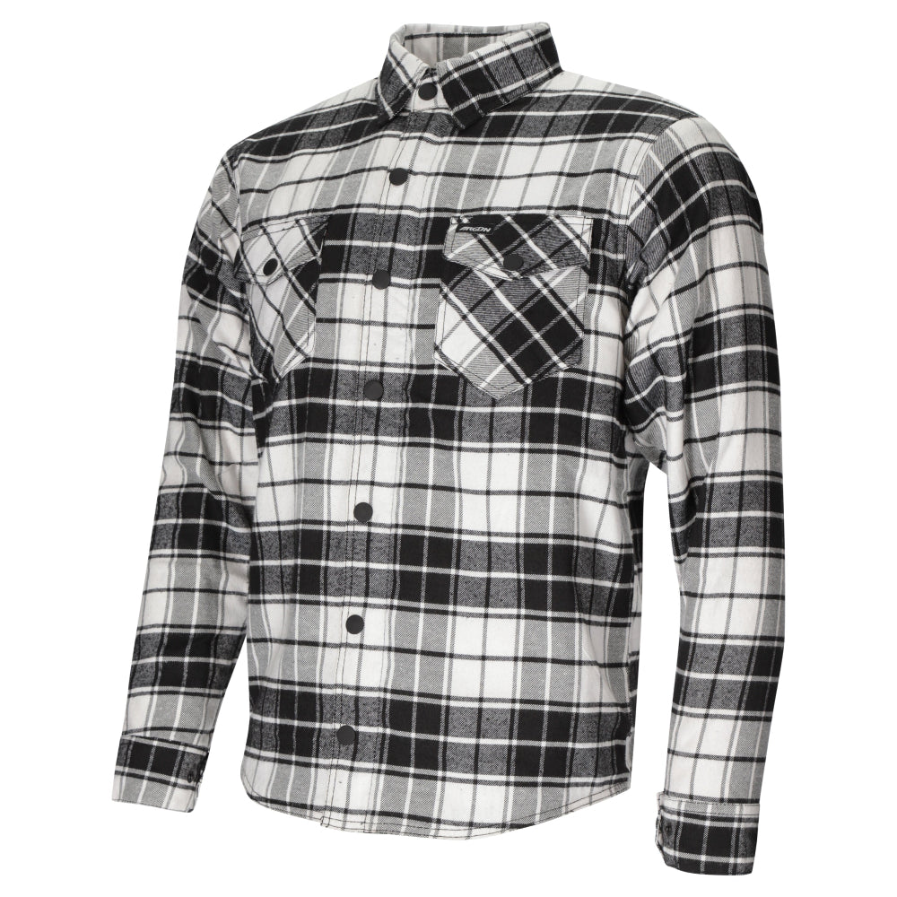 Argon Hatchet Motorcycle Flanno Riding Shirt-Black/White-58 (2X) #2125873