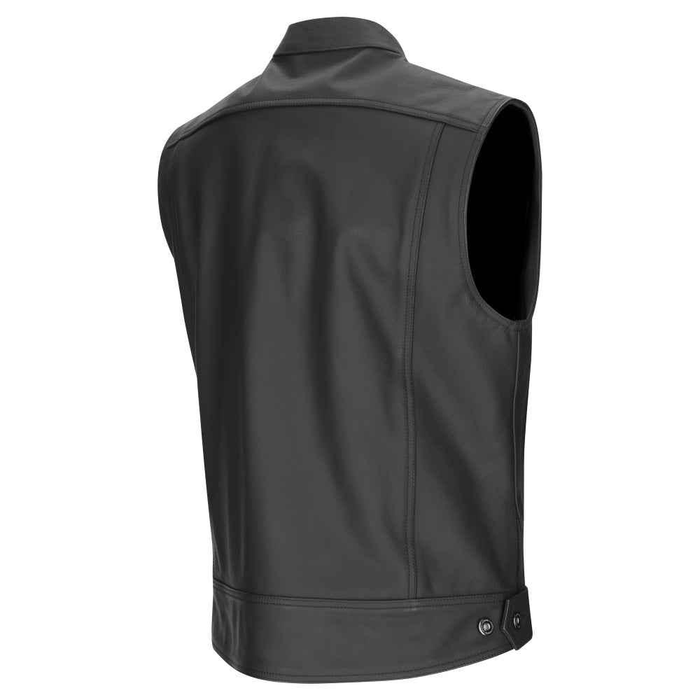 Argon Vice Traditional Cowhide Leather Motorcycle Vest-Black-66 (5X) #2126755