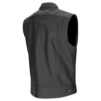 Argon Vice Traditional Cowhide Leather Motorcycle Vest-Black-66 (5X) #2126755