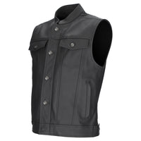Argon Vice Traditional Cowhide Leather Motorcycle Vest-Black-66 (5X) #2126755
