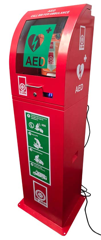 ST JOHN Outdoor Curved Red AED Cabinet with Temperature Control #353848