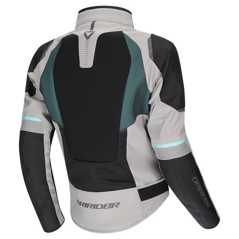 Dririder Air-Ride Pro Summer Jacket-Lt Grey/Black/Teal-LDS 12 #2128648