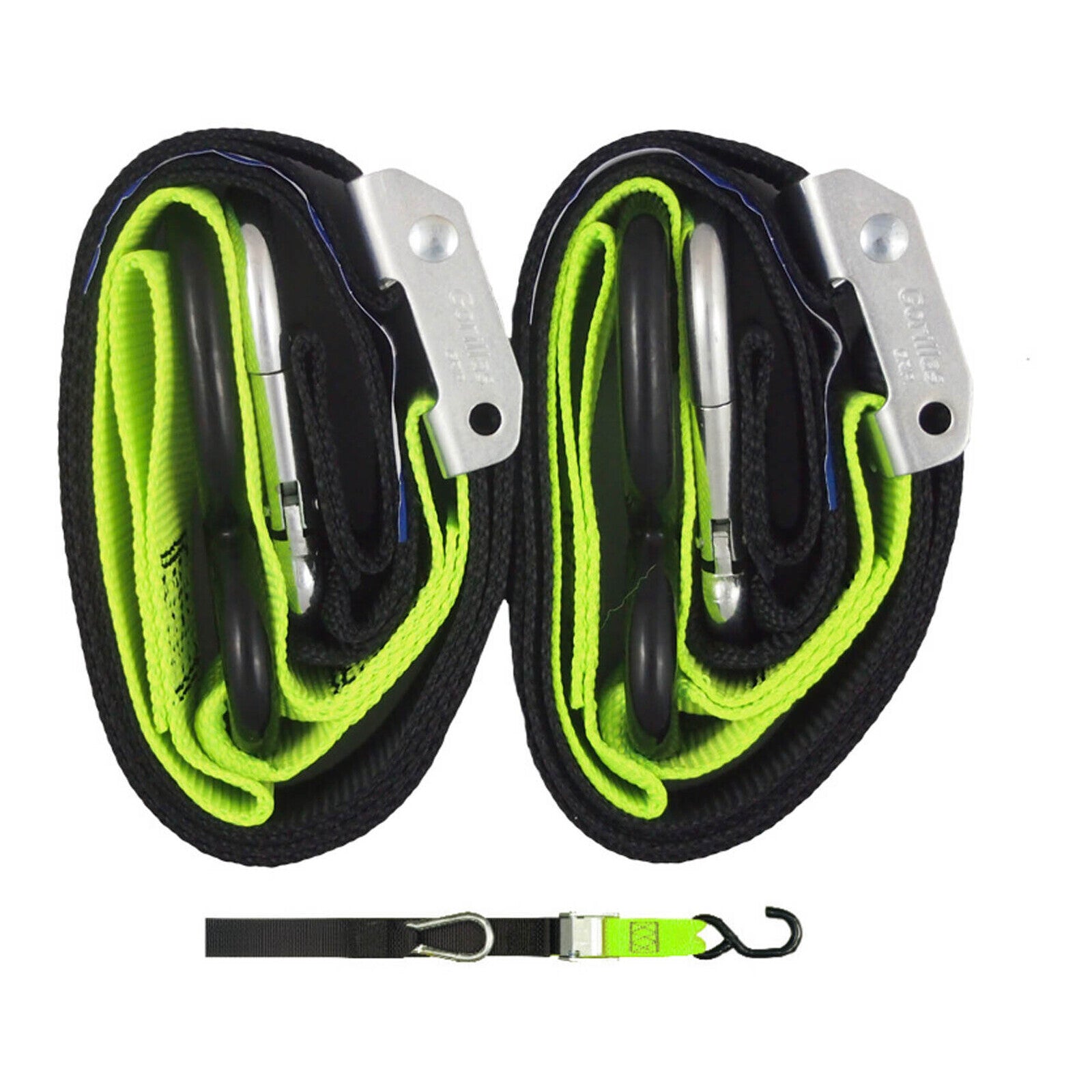 Gorillas Grip Tie Down 38mm S-Hook - Black / Green Loop GGTD4BG#