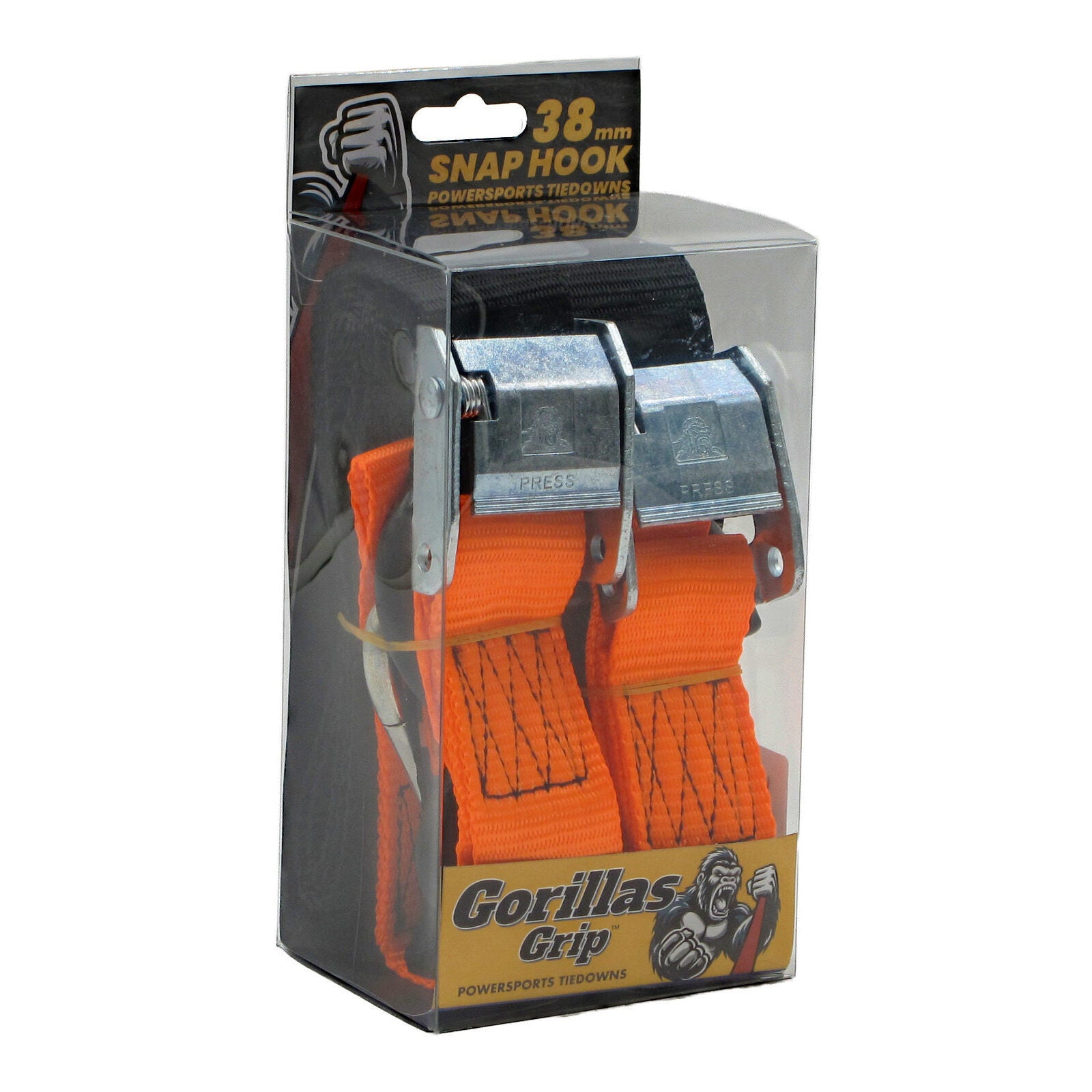 Gorillas Grip Tie Down 38mm S-Hook - Black / Orange Loop GGTD4BO#