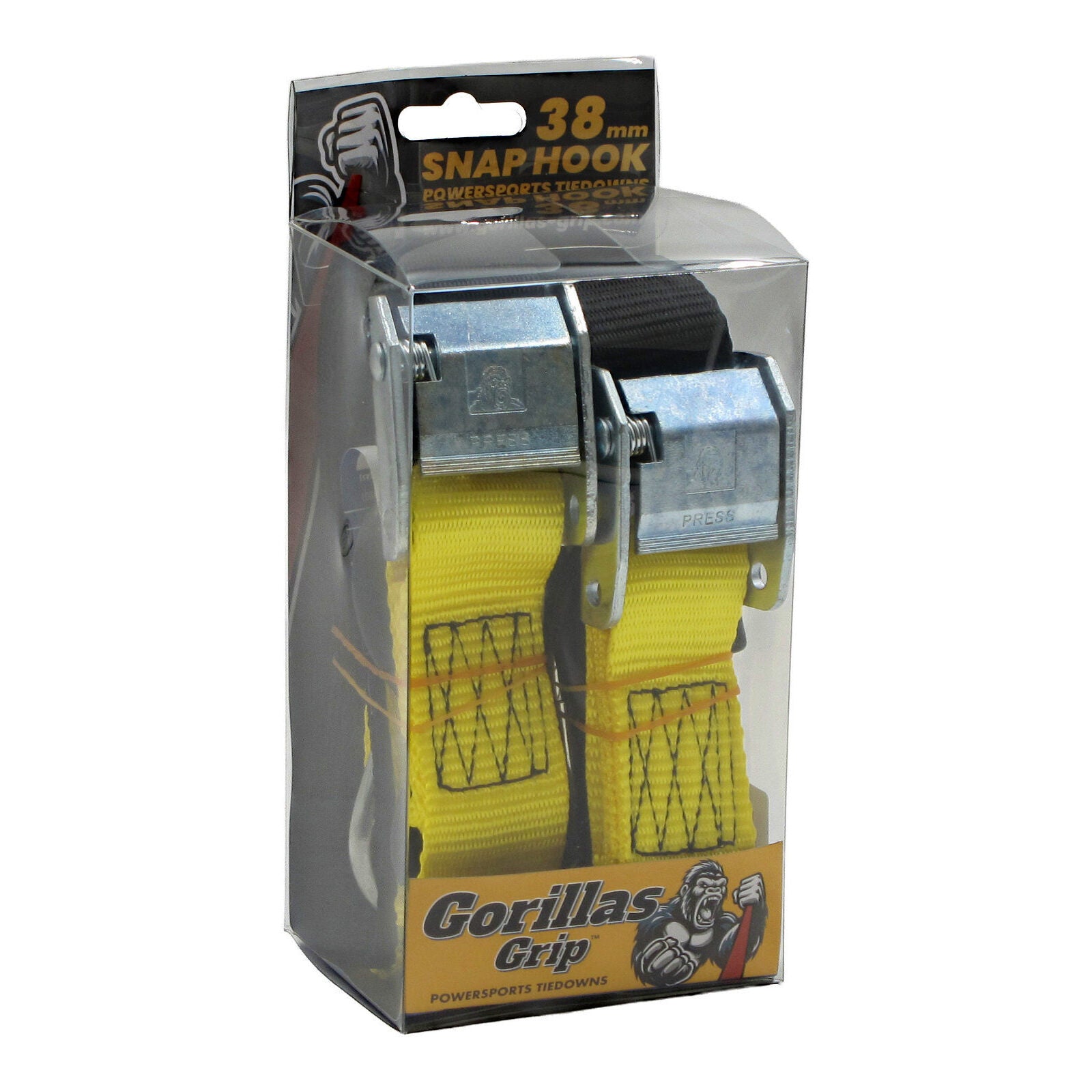 Gorillas Grip Tie Down 38mm S-Hook - Black / Yellow Loop GGTD4BY#