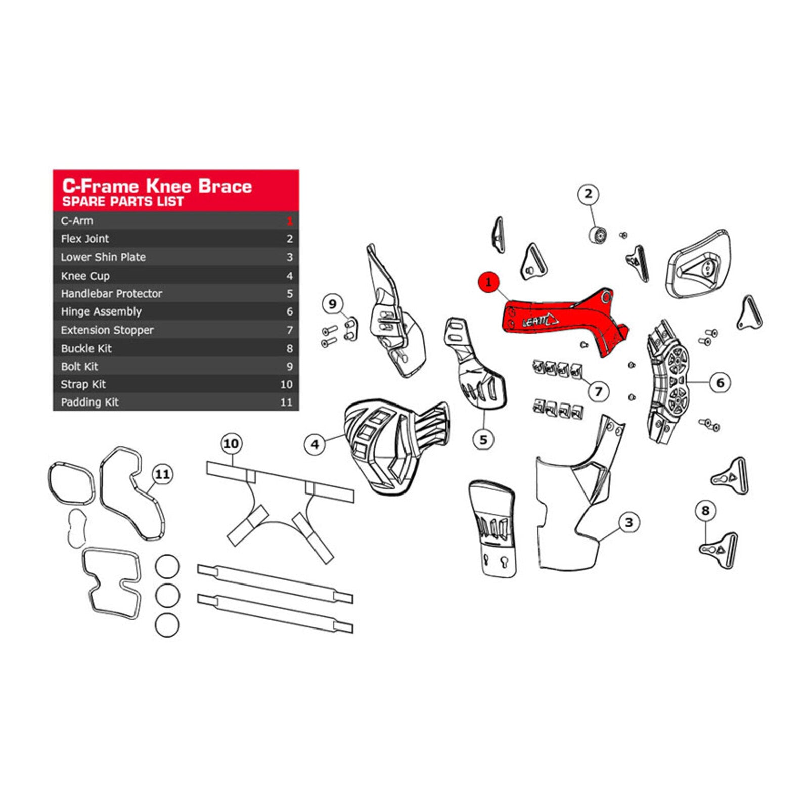 Leatt C-Arm C-Frame Aluminium Forged Right LE4015110005#