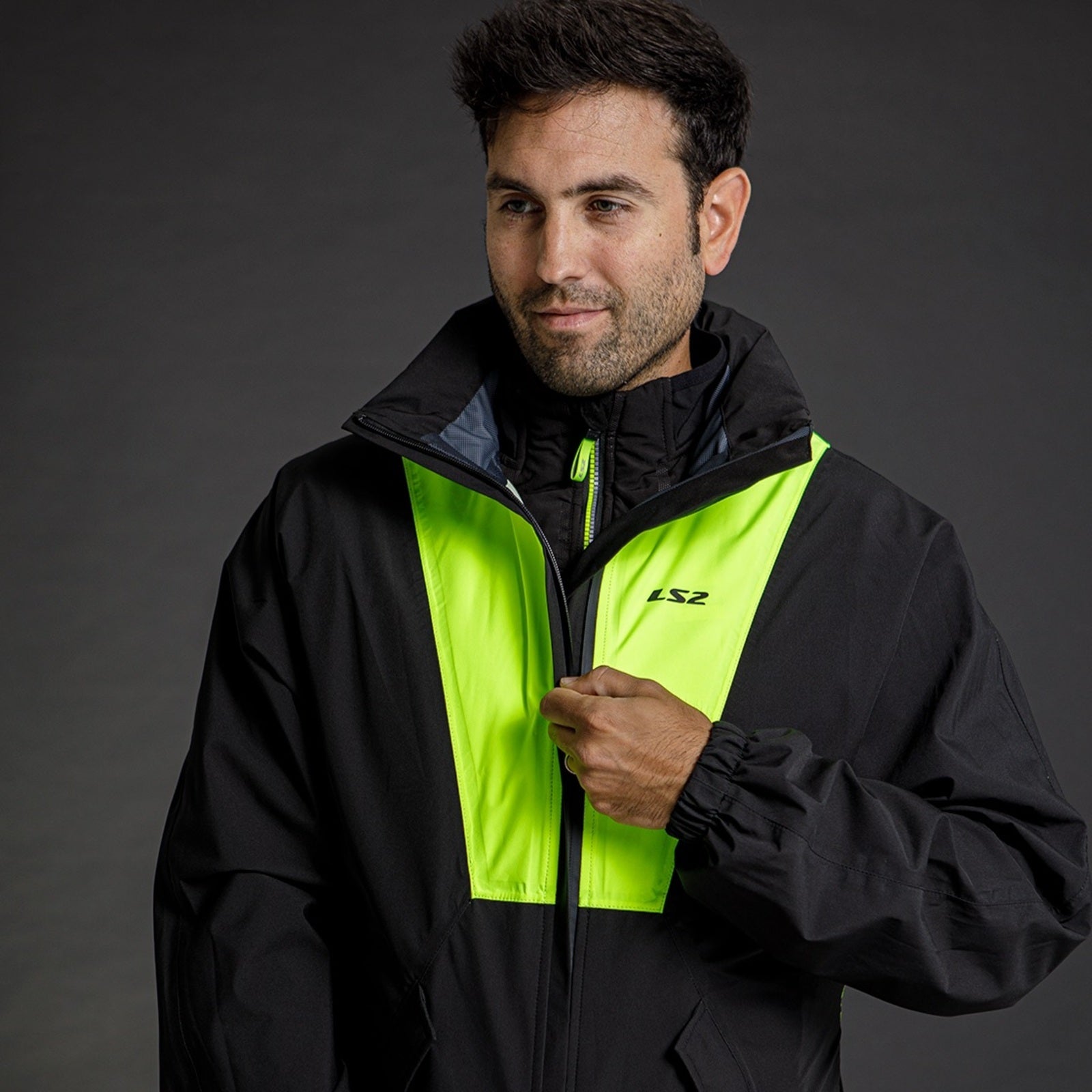 LS2 X-Rain Jacket - Black / Hi-Vis Yellow (3XL–5XL) LS2A63020J0254D#