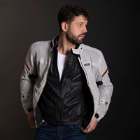 LS2 Riva Men's Jacket - Light Grey / Hi-Vis Orange (4XL) LS2A64100S01084XL#