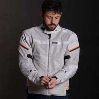 LS2 Riva Men's Jacket - Light Grey / Hi-Vis Orange (4XL) LS2A64100S01084XL#