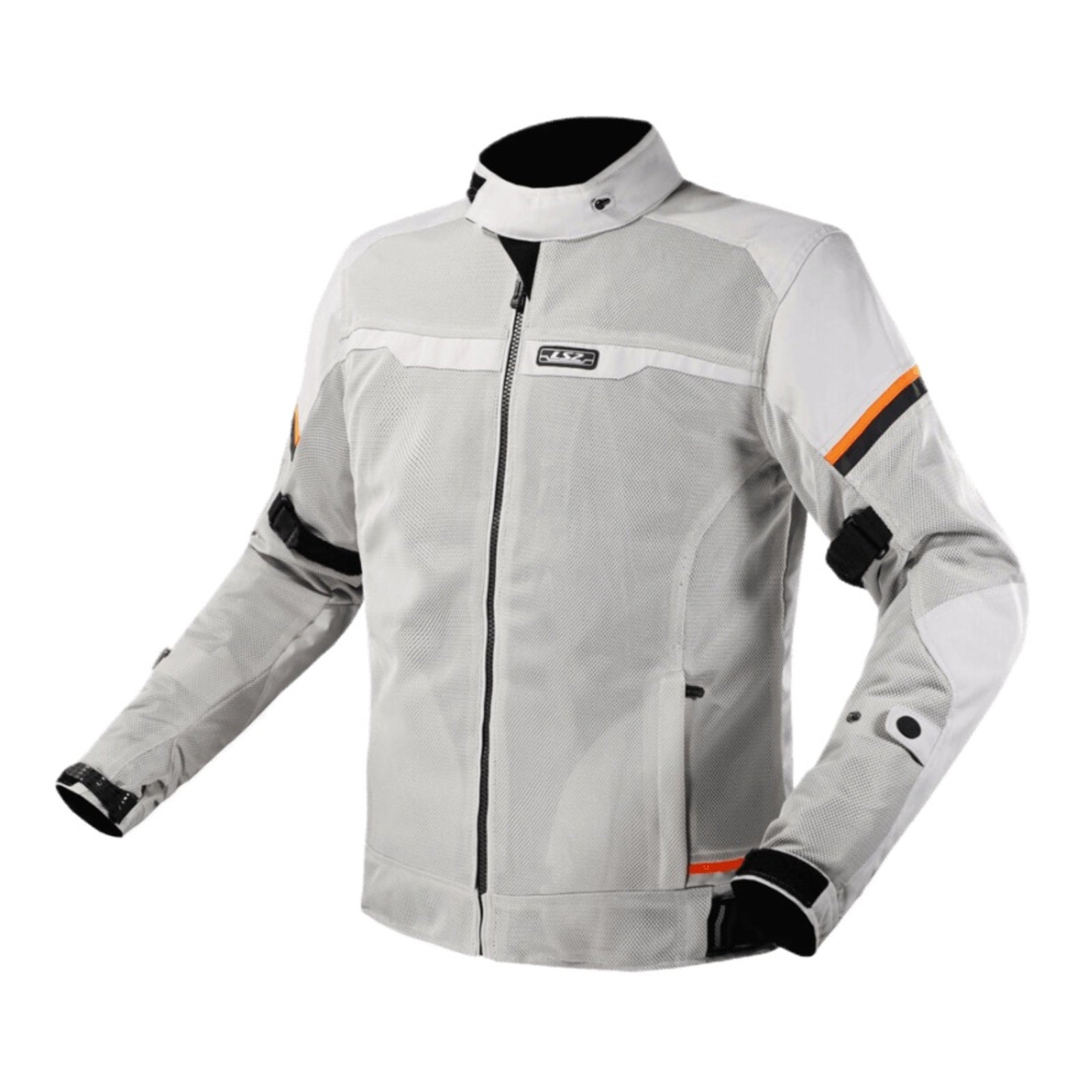 LS2 Riva Men's Jacket - Light Grey / Hi-Vis Orange (M) LS2A64100S0108MED#