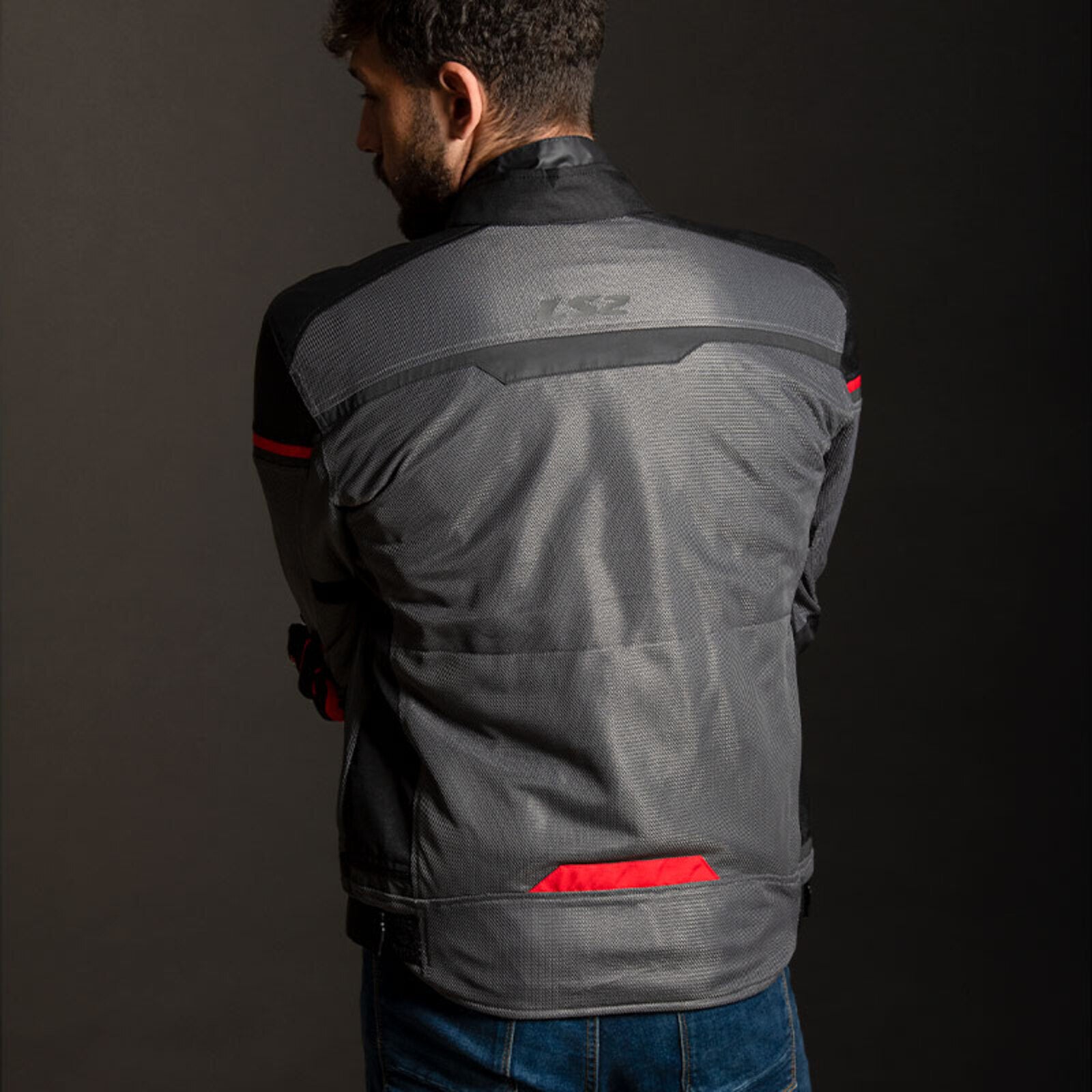 LS2 Riva Men's Jacket - Black / Dark Grey / Red (L) LS2A64100S0112LRG#