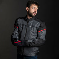 LS2 Riva Men's Jacket - Black / Dark Grey / Red (M) LS2A64100S0112MED#