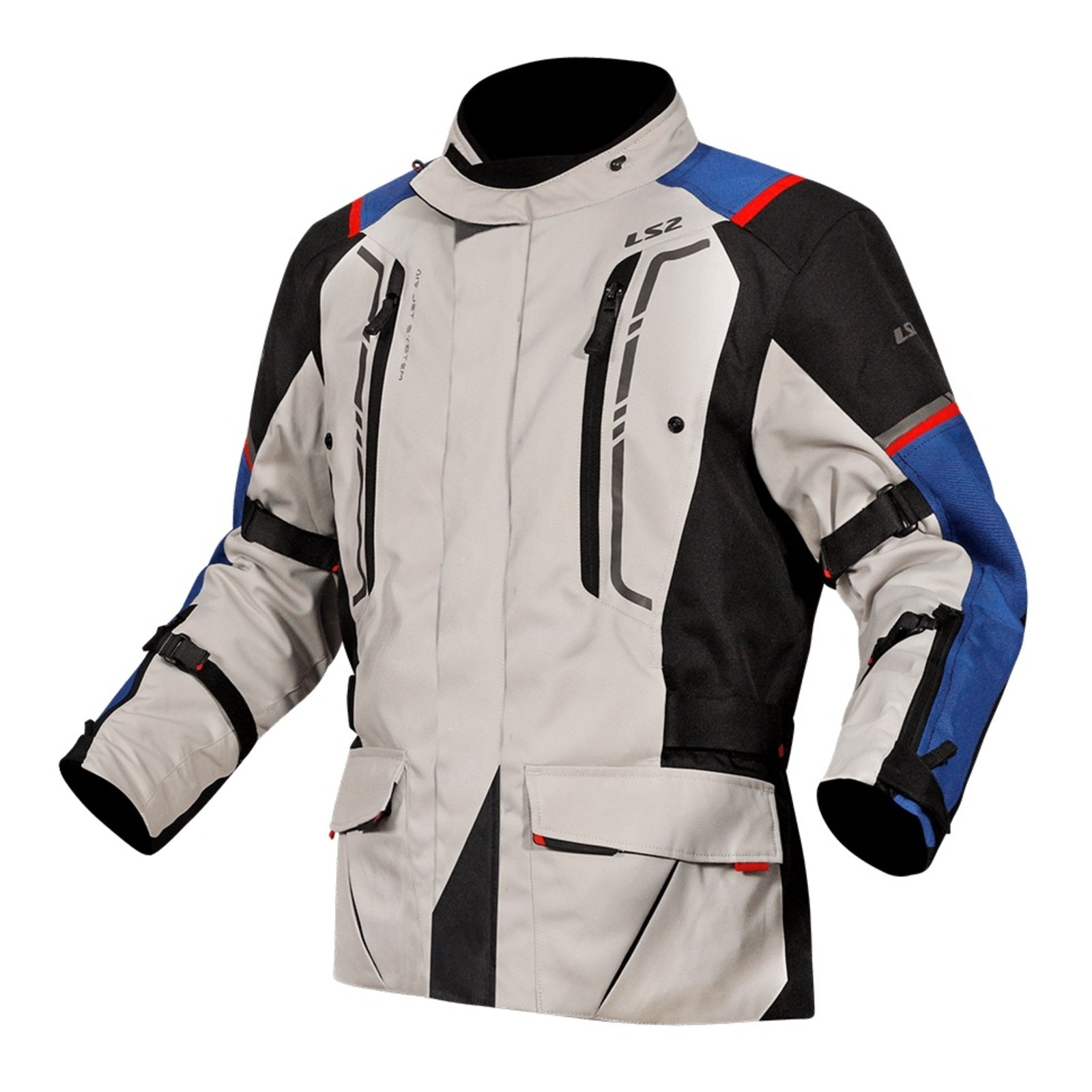 LS2 Narvik Men's Jacket - Blue / Black / Grey / Red (M) LS2A64250W0132MED#