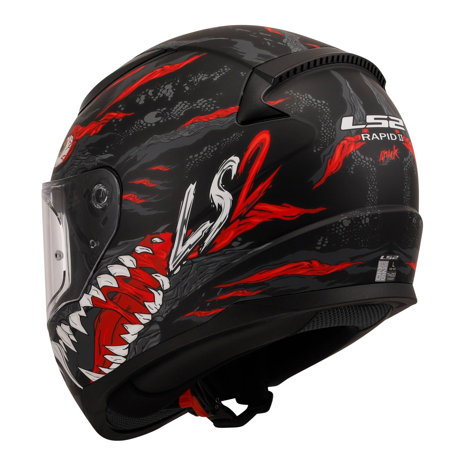 LS2 FF353 Rapid II (S) Kaiju - Matte Black / Red / White 06 LS2FF3532KAIJUS#