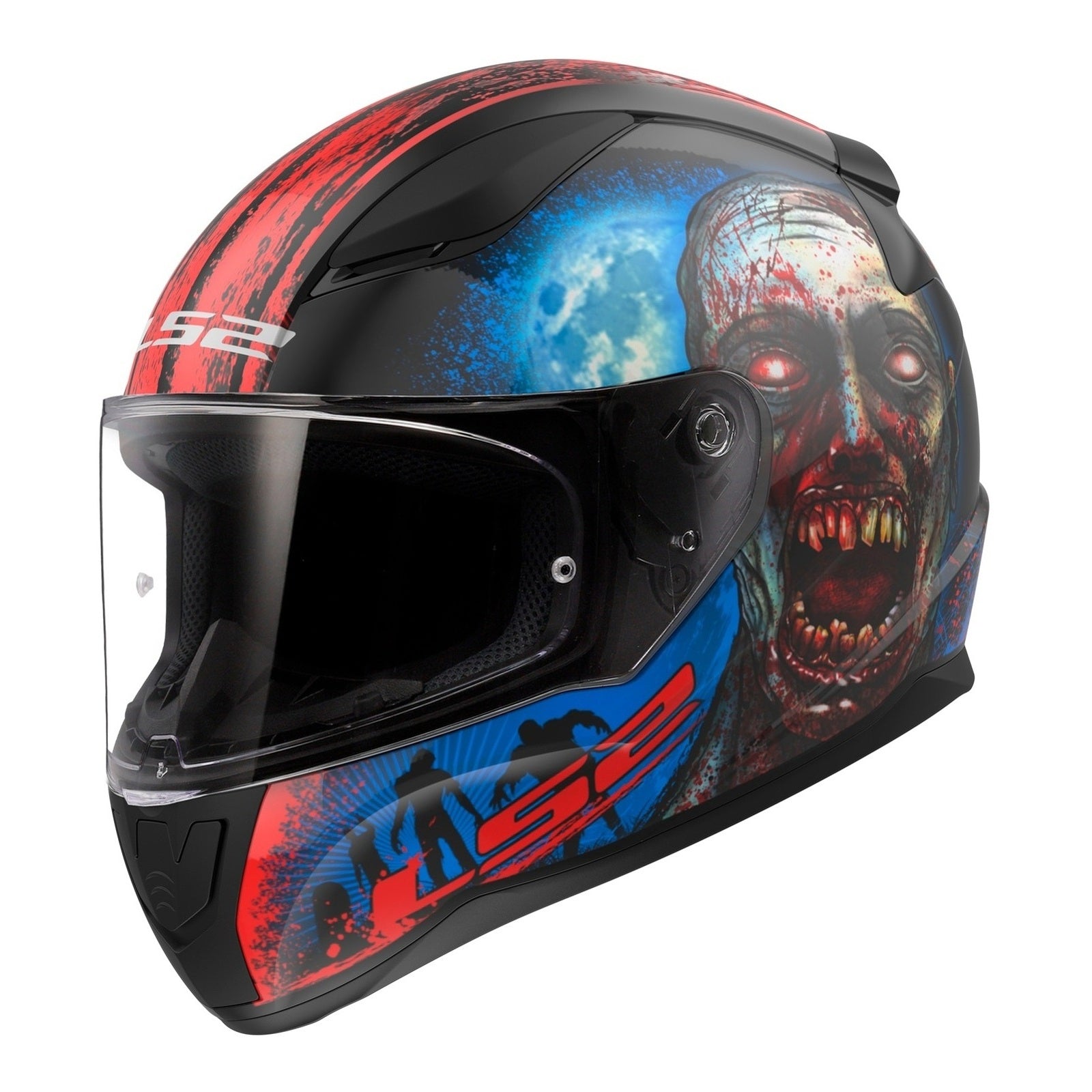LS2 FF353 Rapid II (XL) Zombie - Gloss Black / Red / White 06 LS2FF3532ZOMXL#