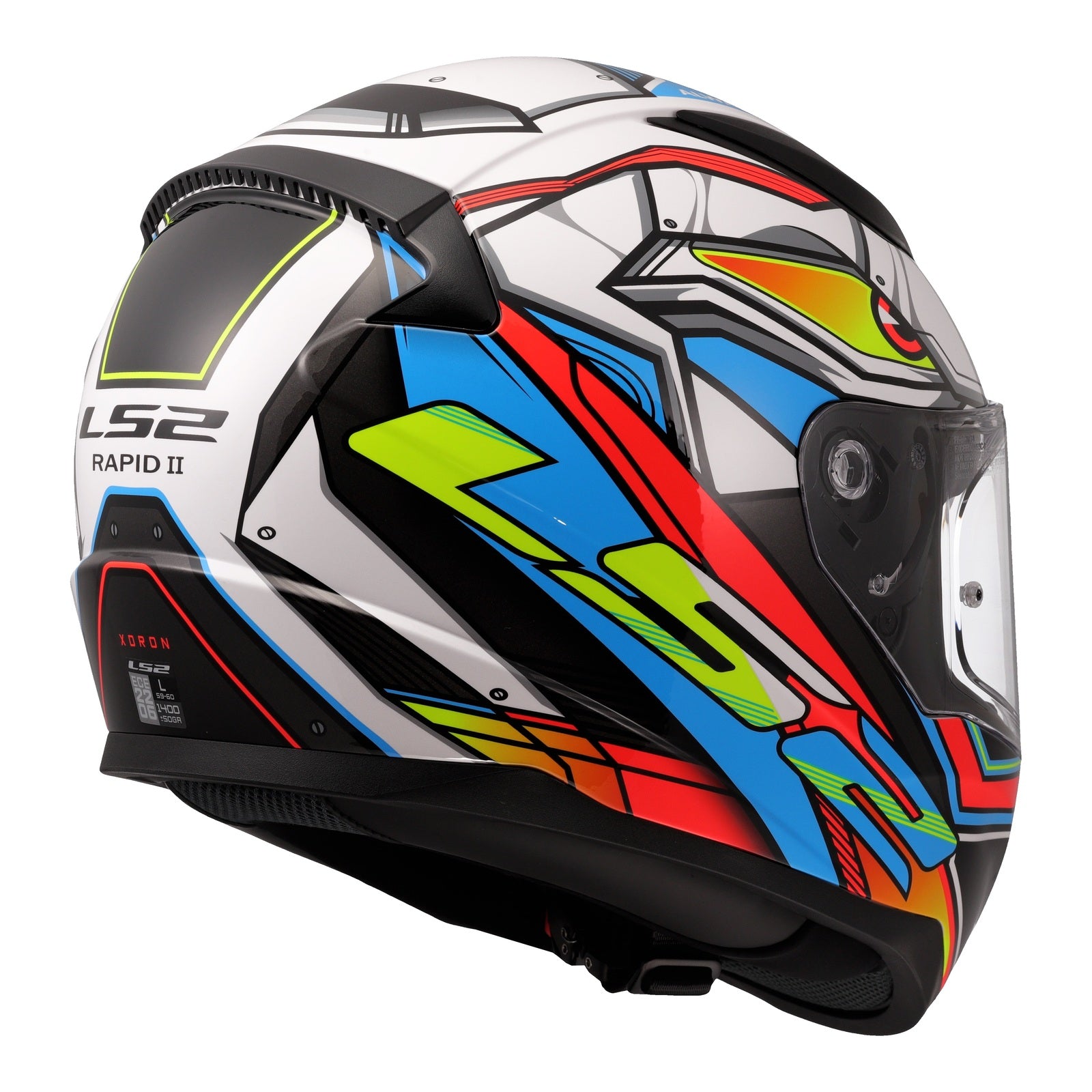 LS2 FF353 Rapid II Xdron Helmet - White / Hi-Vis Orange / Blue (L) LS2FF353XDRONL#