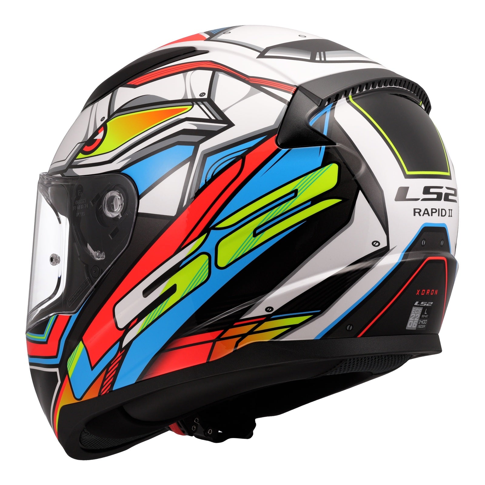 LS2 FF353 Rapid II Xdron Helmet - White / Hi-Vis Orange / Blue (M) LS2FF353XDRONM#