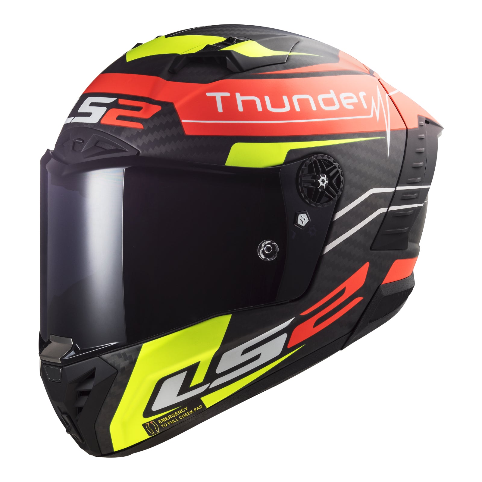 LS2 FF805C Thunder Carbon (XS) Attack - Matte Red / Hi-Vis Yellow 06 LS2FF805ATTREDXS#