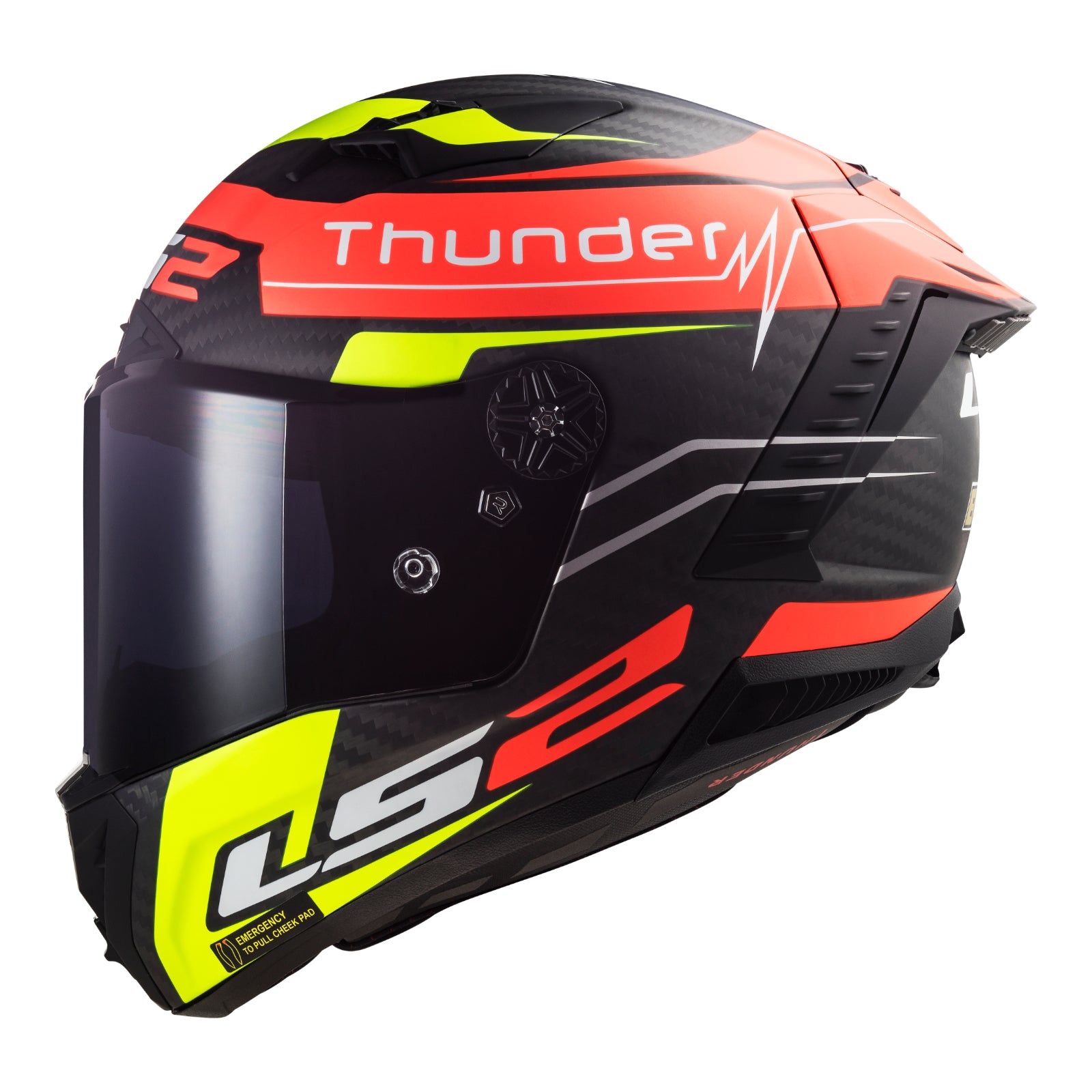 LS2 FF805C Thunder Carbon (XS) Attack - Matte Red / Hi-Vis Yellow 06 LS2FF805ATTREDXS#