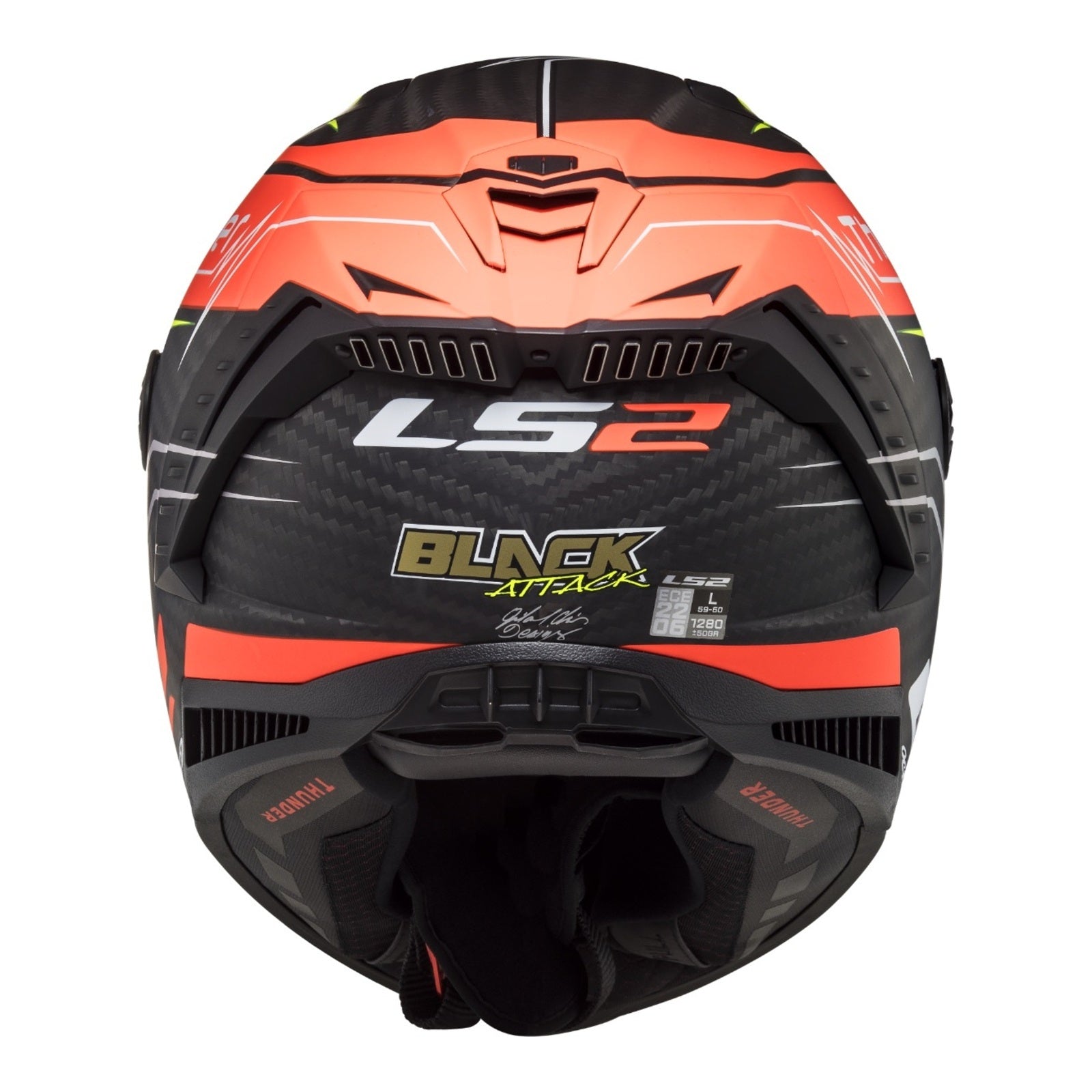 LS2 FF805C Thunder Carbon (XS) Attack - Matte Red / Hi-Vis Yellow 06 LS2FF805ATTREDXS#
