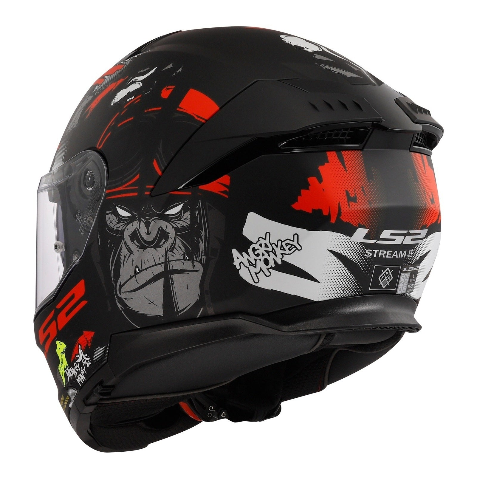LS2 FF808 Stream II (S) Angry Monkey - Matte Black / Red 06 LS2FF8082AMNKYS#