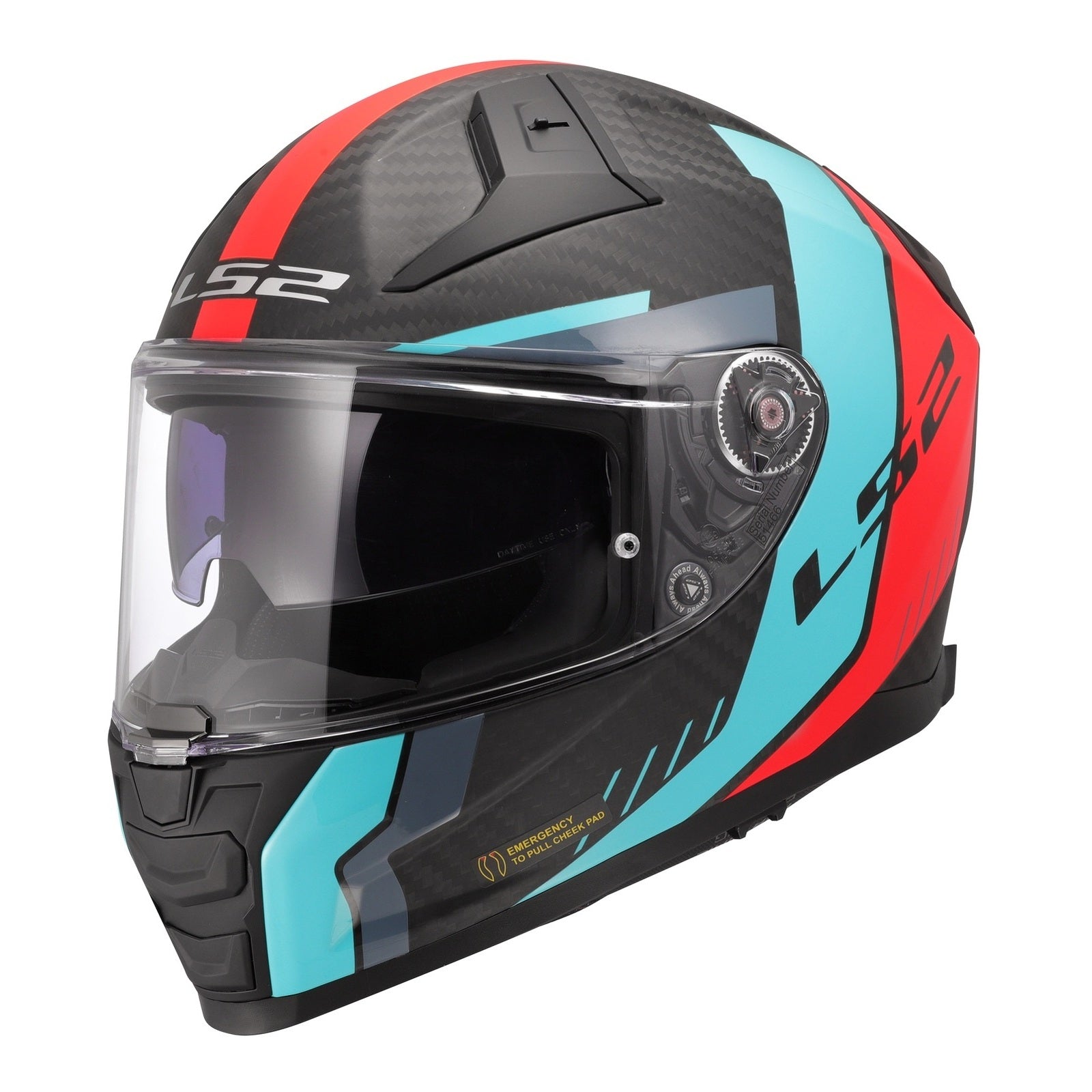 LS2 FF811 Vector II Carbon Grid Helmet - Red / Cyan (L) LS2FF811CGRCL#