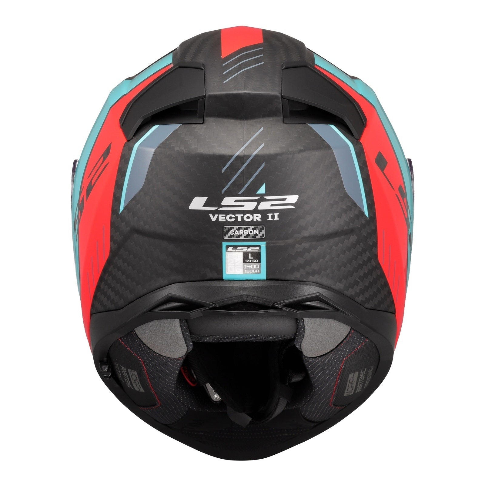LS2 FF811 Vector II Carbon Grid Helmet - Red / Cyan (M) LS2FF811CGRCM#