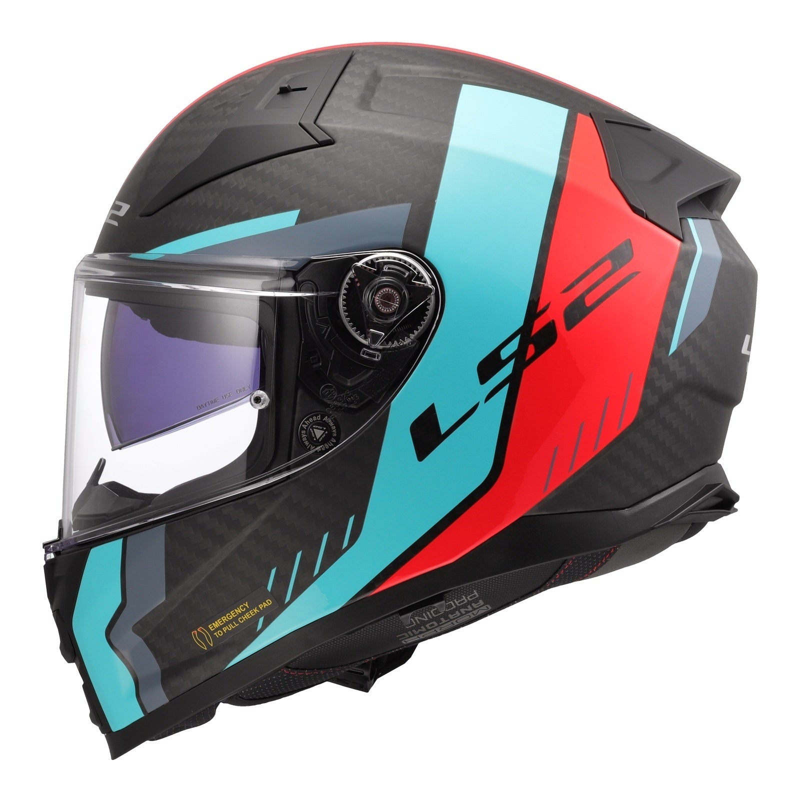 LS2 FF811 Vector II Carbon Grid Helmet - Red / Cyan (S) LS2FF811CGRCS#