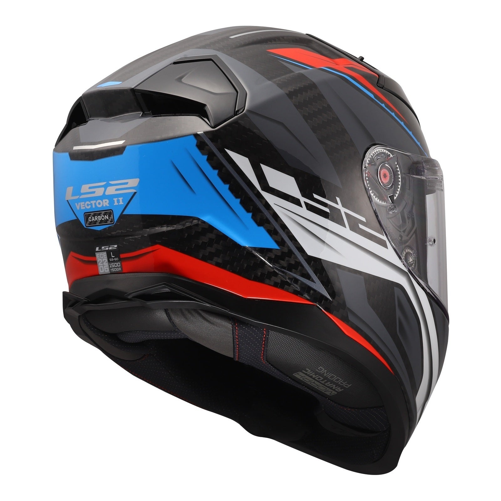 LS2 FF811 Vector II Carbon Savage Helmet - White / Blue / Red (S) LS2FF811CSWBRS#
