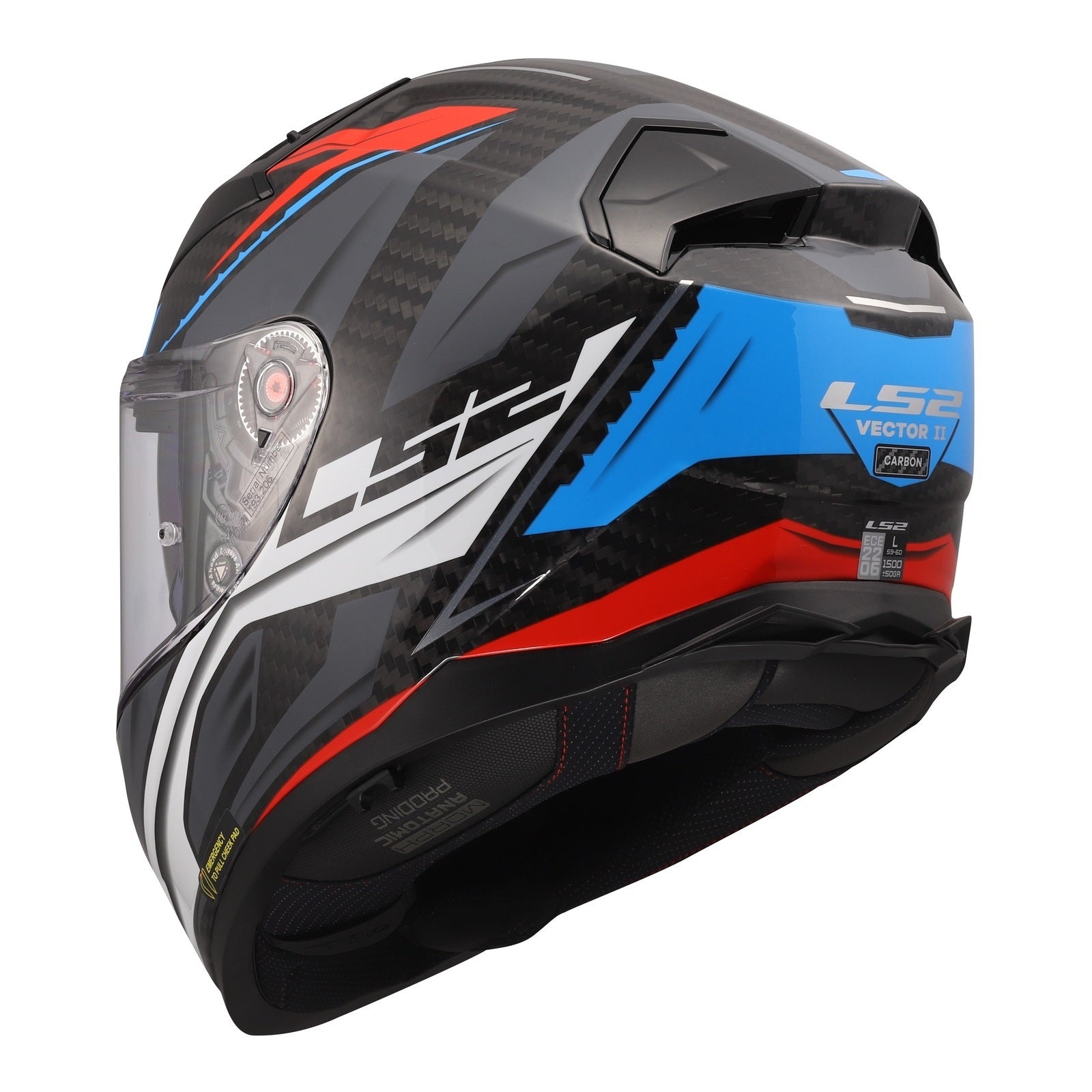 LS2 FF811 Vector II Carbon Savage Helmet - White / Blue / Red (XL) LS2FF811CSWBRXL#