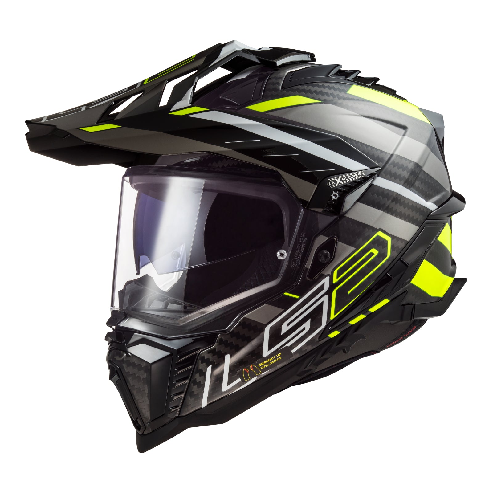 LS2 MX701 Explorer Carbon (M) Edge - Black / Hi-Vis Yellow LS2MX701BLKHVM#