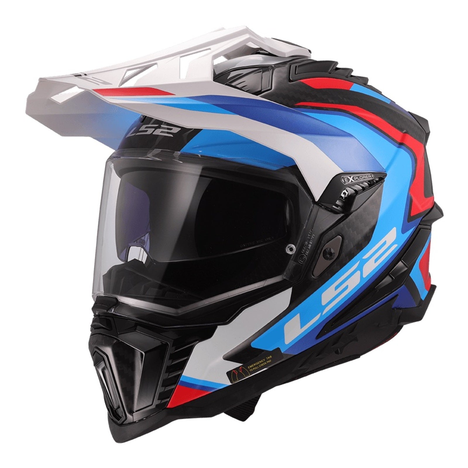 LS2 MX701C Explorer Carbon Frontier II Helmet - White / Blue / Red (XS) LS2MX701CFWBXS#