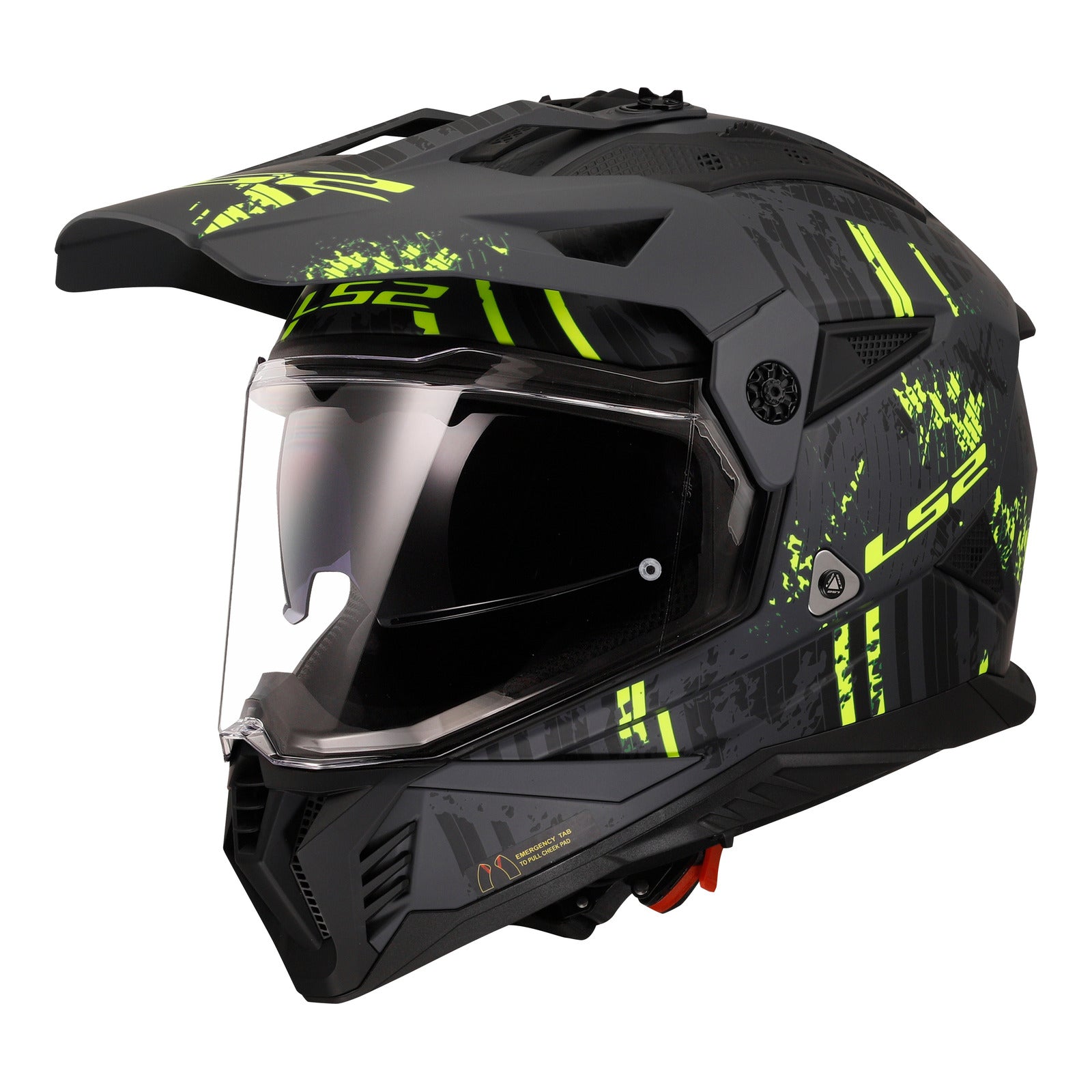LS2 MX702 Pioneer II Crazy Helmet - Matte Black / Grey / Hi-Vis Yellow (XL) LS2MX702CMBGHVYXL#