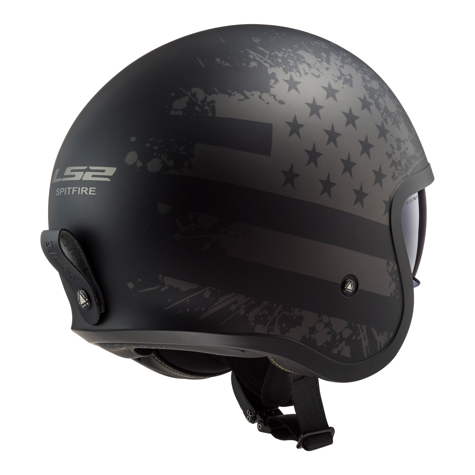 LS2 OF599 Spitfire II (S) - Matte Black Flag Helmet 06 LS2OF5992MBFLAGS#