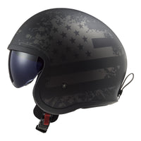 LS2 OF599 Spitfire II Flag Helmet  - Matte BLack (XS) 06 LS2OF5992MBFLAGXS#