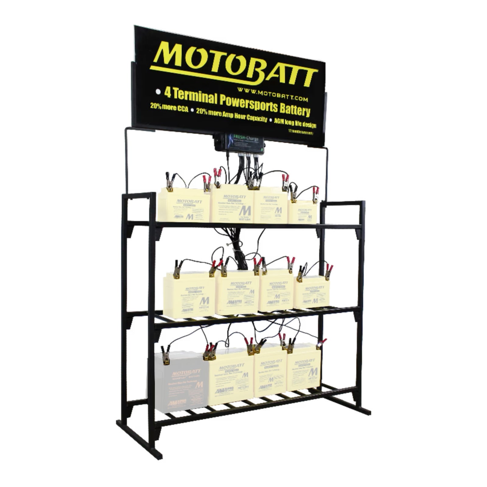 Motobatt 12-Station Battery Maintenance Charger with Stand MBZC12KIT#