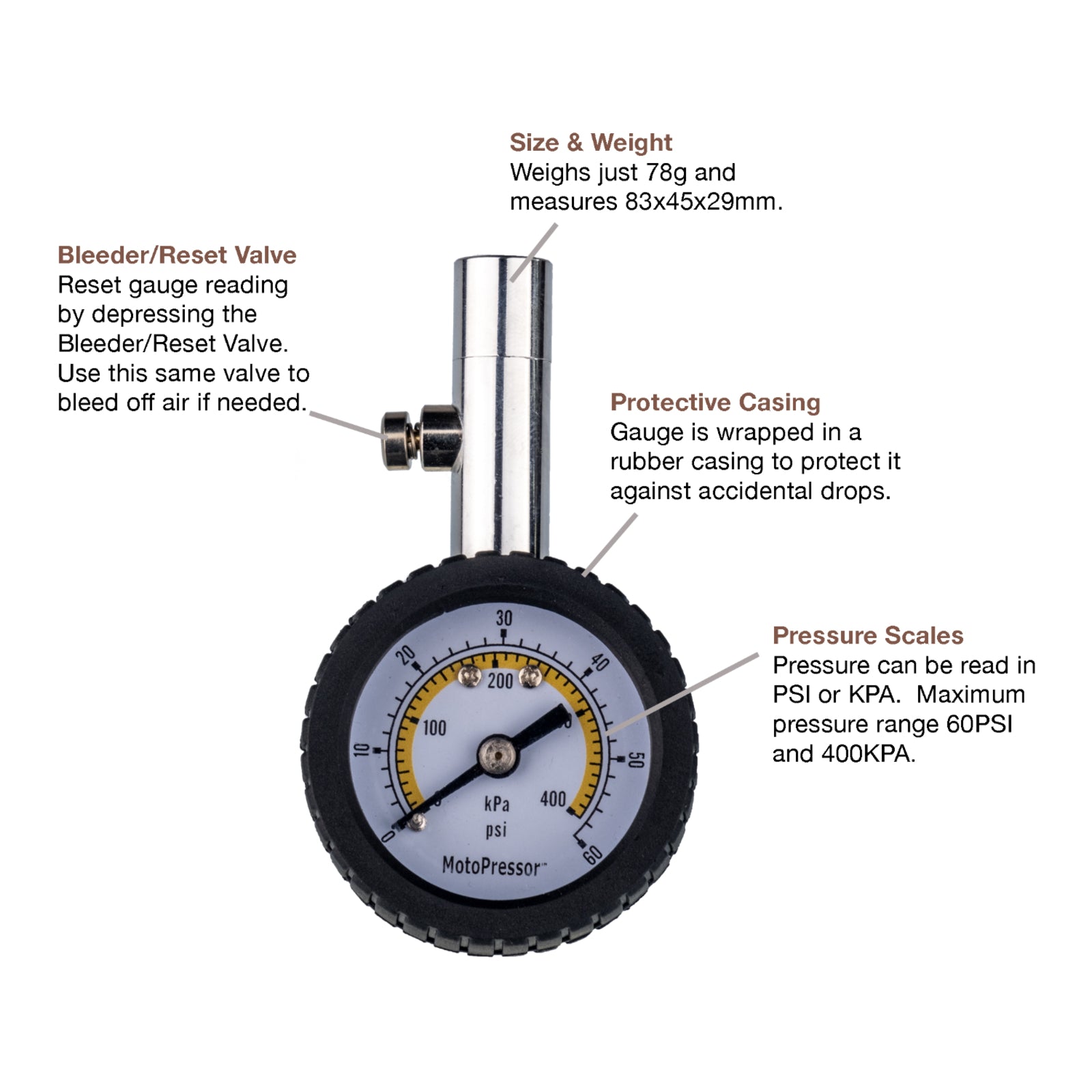 Rocky Creek MotoPressor Dial Tyre Gauge RC4907#