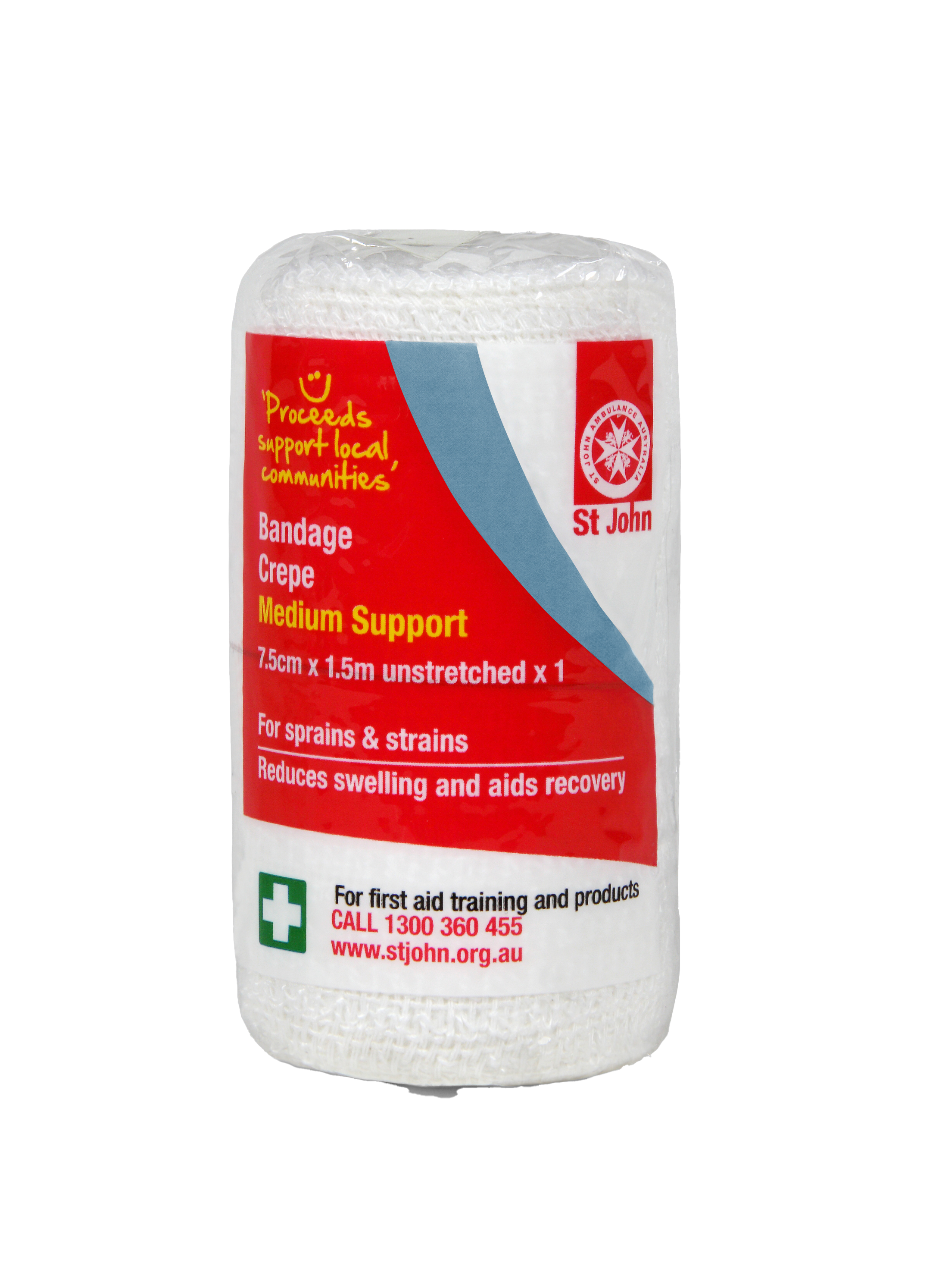 ST JOHN Crepe Bandage 7.5cm x 1.5cm Medical First Aid Support #1080