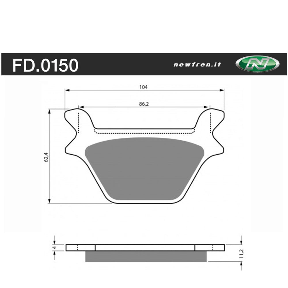 New NEWFREN Rear Brake Pad - Touring Heavy Duty Sintered 1-FD0150-SH