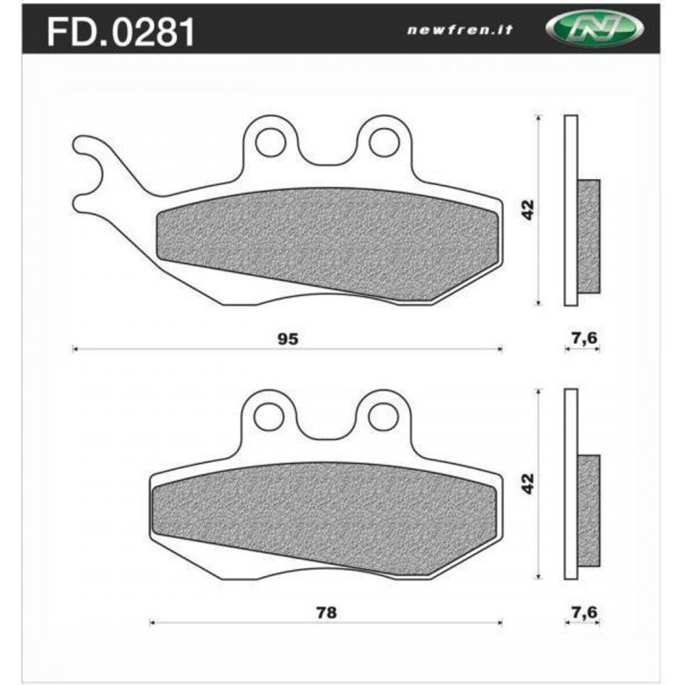 New NEWFREN Dirt Organic Brake Pad - Front For MALAGUTI, PEUGEOT 1-FD0281-BD