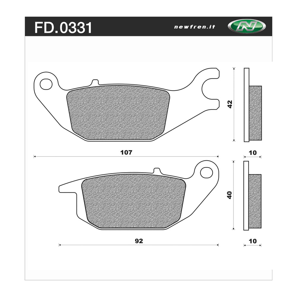 New NEWFREN Rear Brake Pad - Touring Organic For HONDA, YAMAHA 1-FD0331-BT