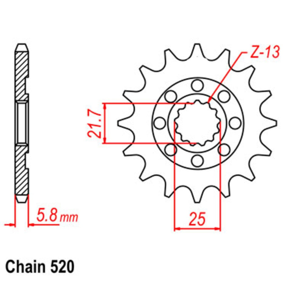 SUPERSPROX 15T Sprocket - Front For KAWASAKI KLX450R, KX450F, KX450X 10-017-15