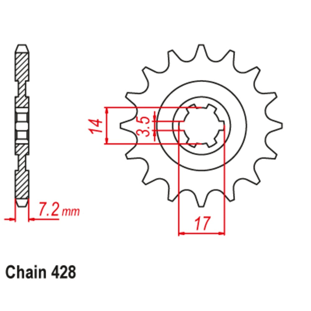 SUPERSPROX 14T Sprocket-Front For KAWASAKI KLX140, KLX140L BIG WHEEL 10-1501-14