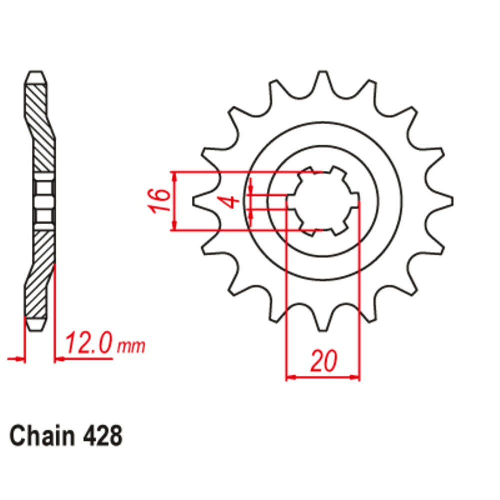 New SUPERSPROX 14T Sprocket - Front For YAMAHA AG100 10-382-14