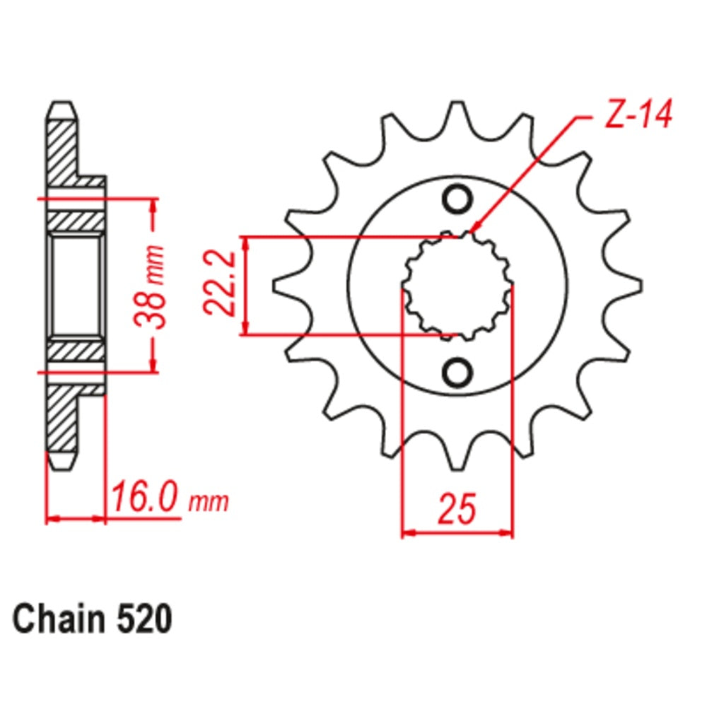 New SUPERSPROX 14T Sprocket - Front For BIMOTA 900 MANTRA, DB4 10-736-14