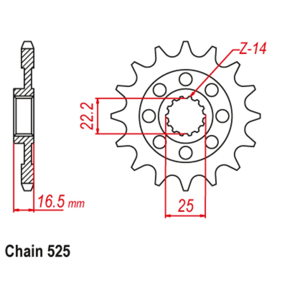New SUPERSPROX 14T Sprocket - Front For DUCATI 10-741-14