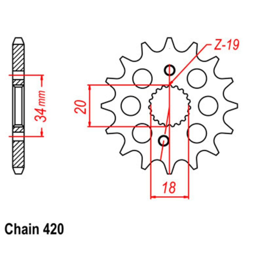 SUPERSPROX 16T Sprocket - Front For HONDA CRF150R, CRF150RB BIG WHEEL 10-KSE-16